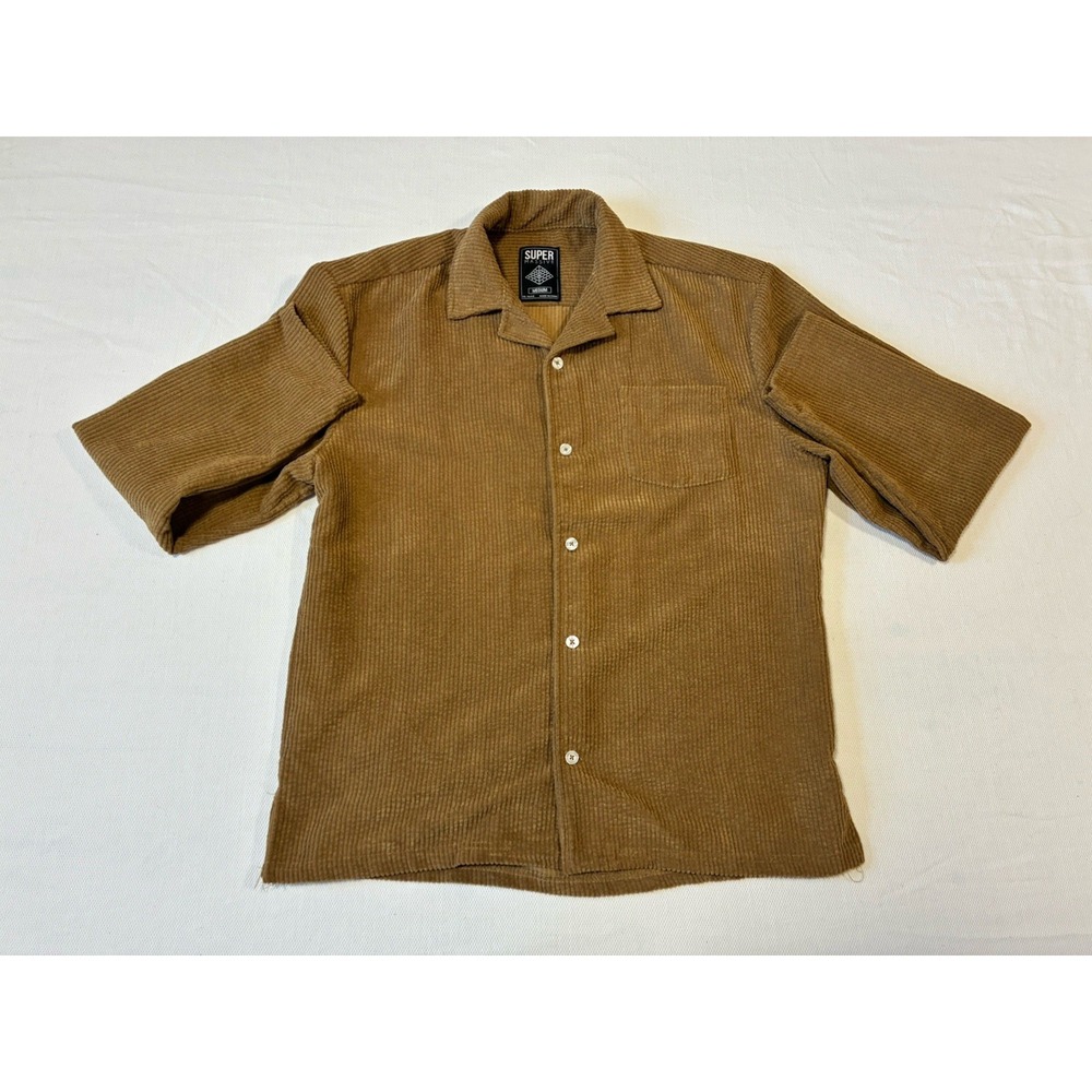 Super Massive Mens Medium Brown Corduroy Button Down Shirt‎ Long Sleeve Pocket